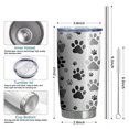 thumbnail image 6 of 20 Oz Grey Dog Paw Footprint Coffee Tumbler Double Wall Insulated Stainless Steel Water Bottle | Metal Reusable Thermoses Flask with Cup Cap | Leak & Sweat Proof with Anti-Dust Lid, 6 of 7