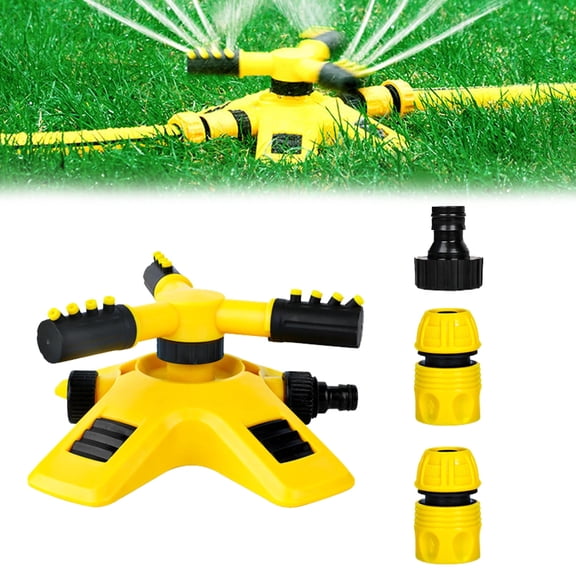 UHIAGREE Lawn &Garden Sprinkler,360°Automatic Rotation Large Area Coverage Sprinkler for Yard,Yellow