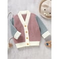 thumbnail image 3 of GXFC Baby Cardigan Sweaters for Boys Girls 6M 1T 2T 3T Kids Long Sleeve Button Contrast Color Knit Pullovers Tops Casual Fall Knitwear Clothes for Toddler, 3 of 8