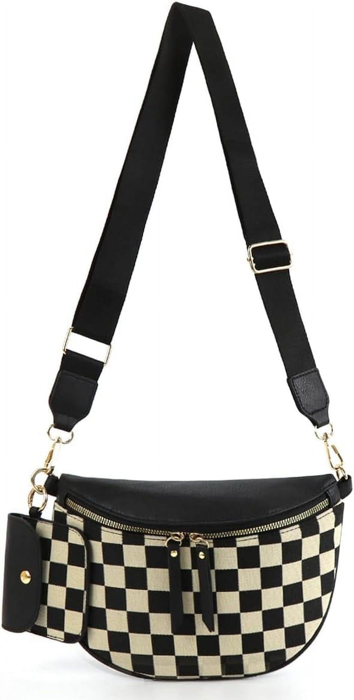JUYGO 2 Pcs Checkered Crossbody Bags for Women Bum Bag Checkered Cross Body Sling Backpack Satchels Shoulder Wallet Purses