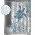 thumbnail image 4 of Summer Shower Curtain, 72" x 72", Teal Blue Khaki Coastal Ocean Sea Turtle Coral Seashell Waterproof Bathroom Curtain Washable Shower Curtain Set with 12 Hooks, 4 of 6
