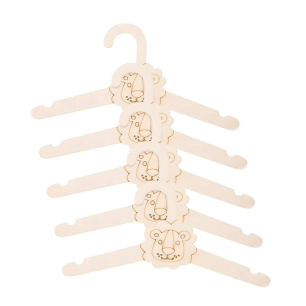 5 perchas de madera para bebés recién nacidos, niñas y niños, organizador resistente para León