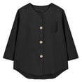 thumbnail image 6 of Nooxsoe Linen Button Down Shirt Women Roll-up Cuff V Neck Collarless Button Down Front Linen Tops for Women Tunic Button Down Shirts for Women Hawaiian Shirt For Black L, 6 of 9