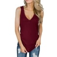 thumbnail image 3 of Summer Casual V-neck Shirt Sleeveless Solid Button Tank Top, 3 of 5