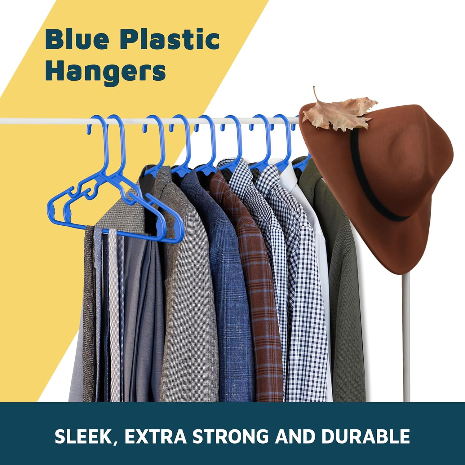 Plastic Kids Clothes Hangers – Children Clothes Hanger with Shoulder Notch, 11.6 Inch Space-Saving Closet Organizer for Baby, Toddler, and Kids Clothing, Hold Up to 5 lbs, Pack of 20, Blue