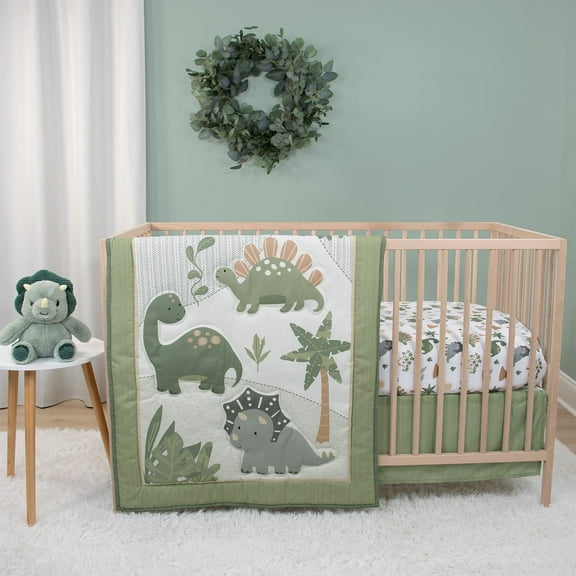 The Peanutshell Crib Bedding, Dinosaur Dreams Baby Crib Bedding Set and Mobile, 4-Piece Set