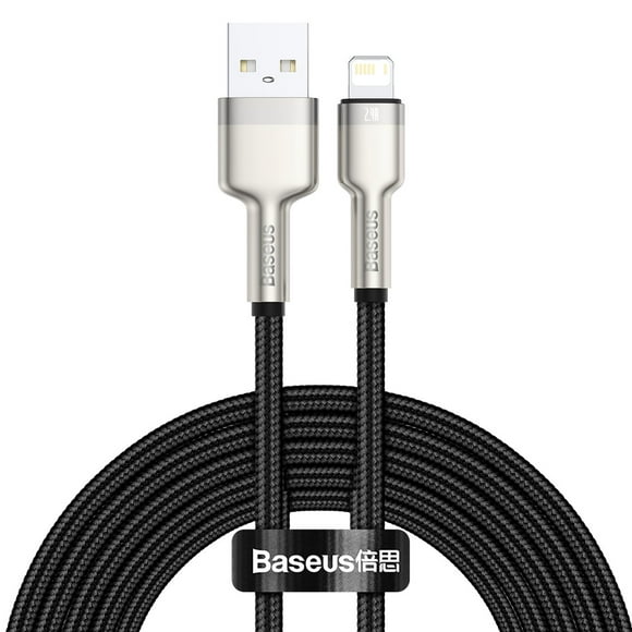 Cable de Datos USB a lightning 2.4A Metal Baseus 2m Negro