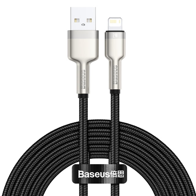 Cable de Datos USB a lightning 2.4A Metal Baseus 2m Negro