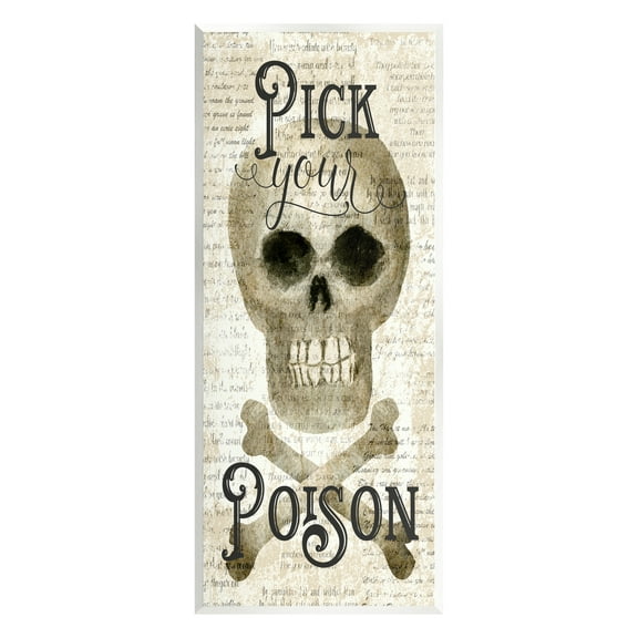 Stupell Industries Pick Your Poison Skull Holiday Painting Unframed Art Print Wall Art, 7 x 17