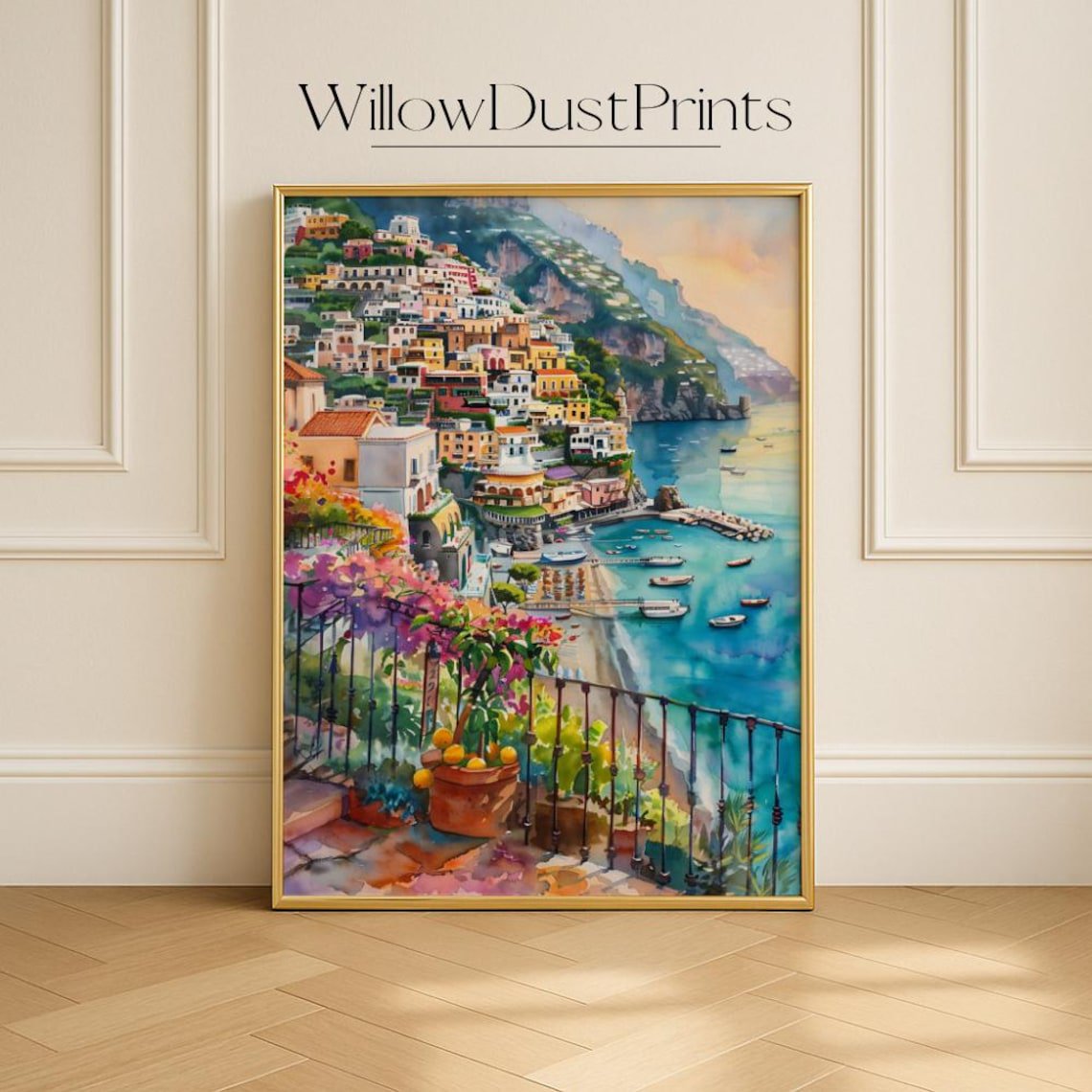 Positano Italy Travel Poster, Unframed Paper Poster 8x10in