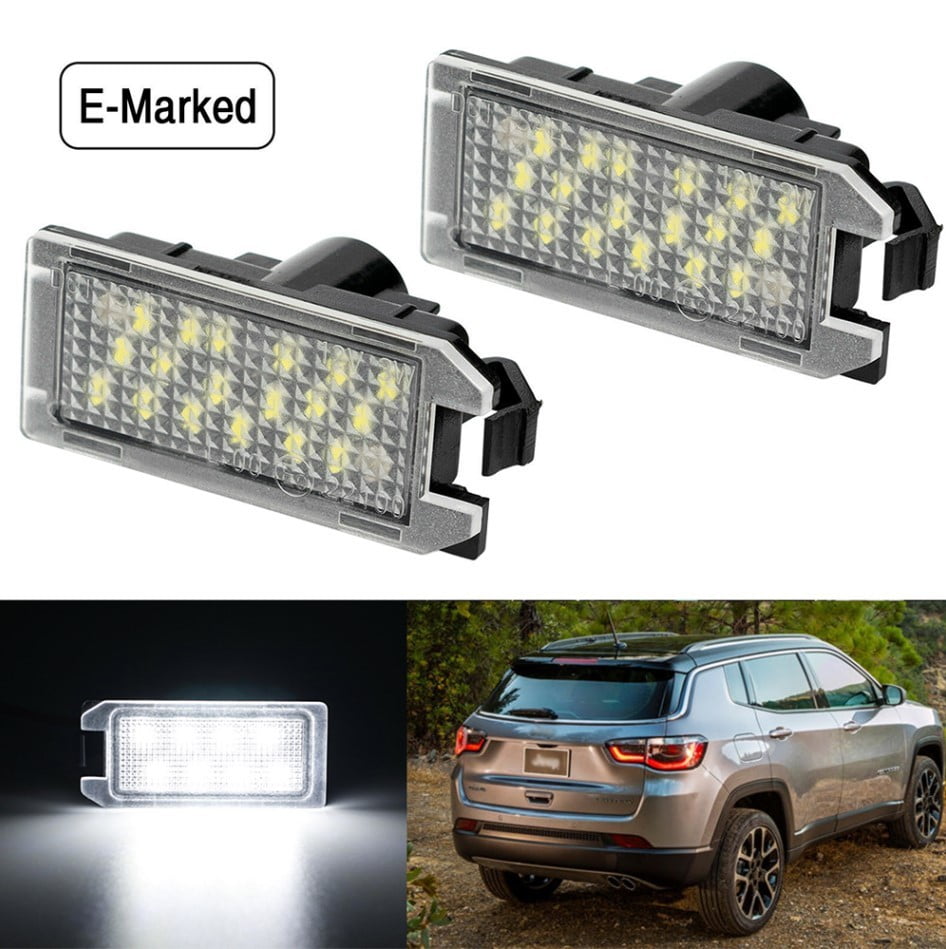 Suyin 2Pcs White LED License Plate Light For Jeep Grand Cherokee 2014-2020