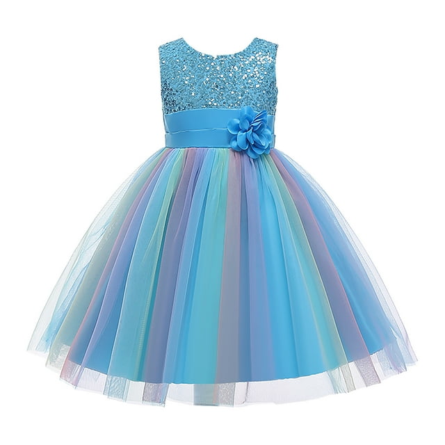Robes d'Anniversaire pour Filles, Petites Filles, Tulle Coloré, Nœud, Robe de Fête d'Anniversaire à Fleurs, Robes pour Enfants