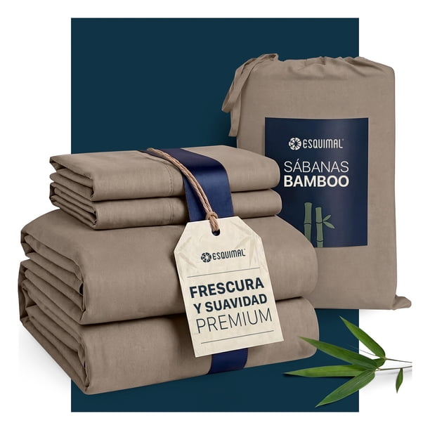 Juego de Sábanas de Bambú Ultra Suaves, Frescas, Hipoalergénicas, Esquimal (Café, King Size)