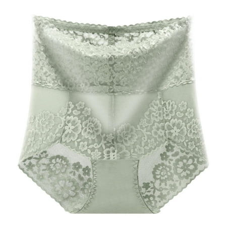 

Pedort Plus Size Panties Seamless Women Cheeky Bikini Panties High Cut Lace Underwear Green XL