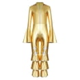 thumbnail image 4 of CHICTRY Kids Girl 70s Disco Dance Jumpsuits Movies Babydoll Dress-up Metallic Ruffles Bodysuits Gold 6, 4 of 7