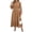 Khaki, variant on Edvintorg Maxi Dresses for Women Crew Neck Ruffles Long Sleeve Vacation Dress Fall Casual High Waisted A Line Dress