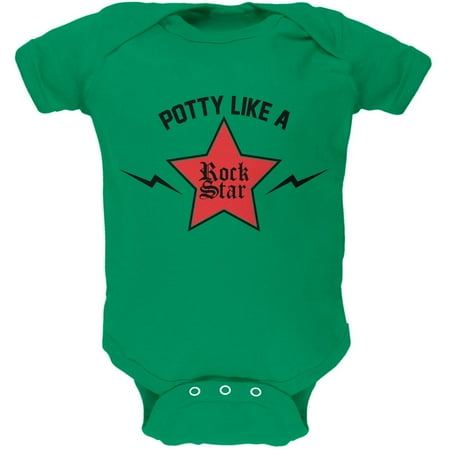 Potty Like A Rock Star Kelly Green Soft Baby One Piece