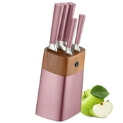 Professional 6 Pieces Knife Set With Block - Premium German Steel Chef Knife Set With Hollow Handle - Pink,Non-EBAY certified warehouse