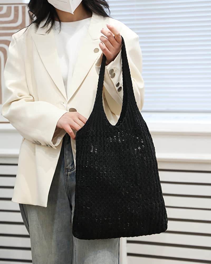 CoCopeaunts Women's Shoulder Handbags Hand crocheted Bags large Shoulder Shopping Bag tote bag aesthetic cute tote bags