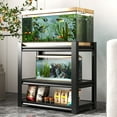 thumbnail image 2 of 40-50 Gallon Fish Tank Stand - Metal Aquarium Stand, 31.5 "L x 18 "W x 34"H Adjustable Heavy Duty Reptile Tank Stand, Adjustable 3-Tier Fish Tank Rack Shelf for Home Office, Tank Not Included, 2 of 10
