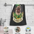 thumbnail image 5 of Dreamtimes Pug Dog Cute Hand Towels 2 PCS, Ultra Soft and Highly Absorbent, St Patrick's Day Decorative Fingertip Towel for Home, Bathroom, Kitchen, 28.3"x14.4", 5 of 5