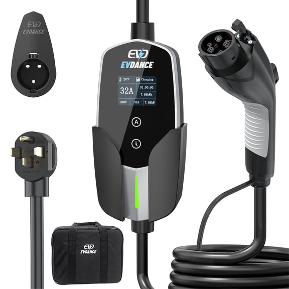 Level 2 EV Charger - Portable 32A EV Chargers NEMA 14-50 with 25ft Cable, Adjustable Current/Delay Charging for Electric Car Charger