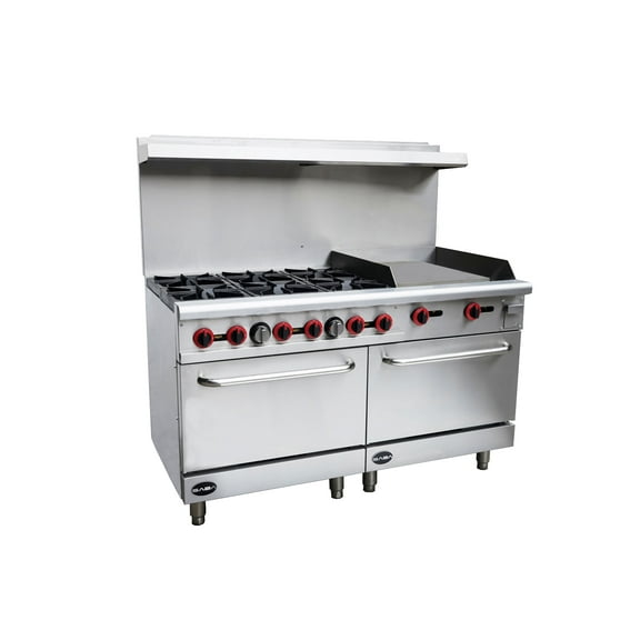 Heavy Duty Commercial 60" 6 Burner Gas Range with Oven & Griddle
