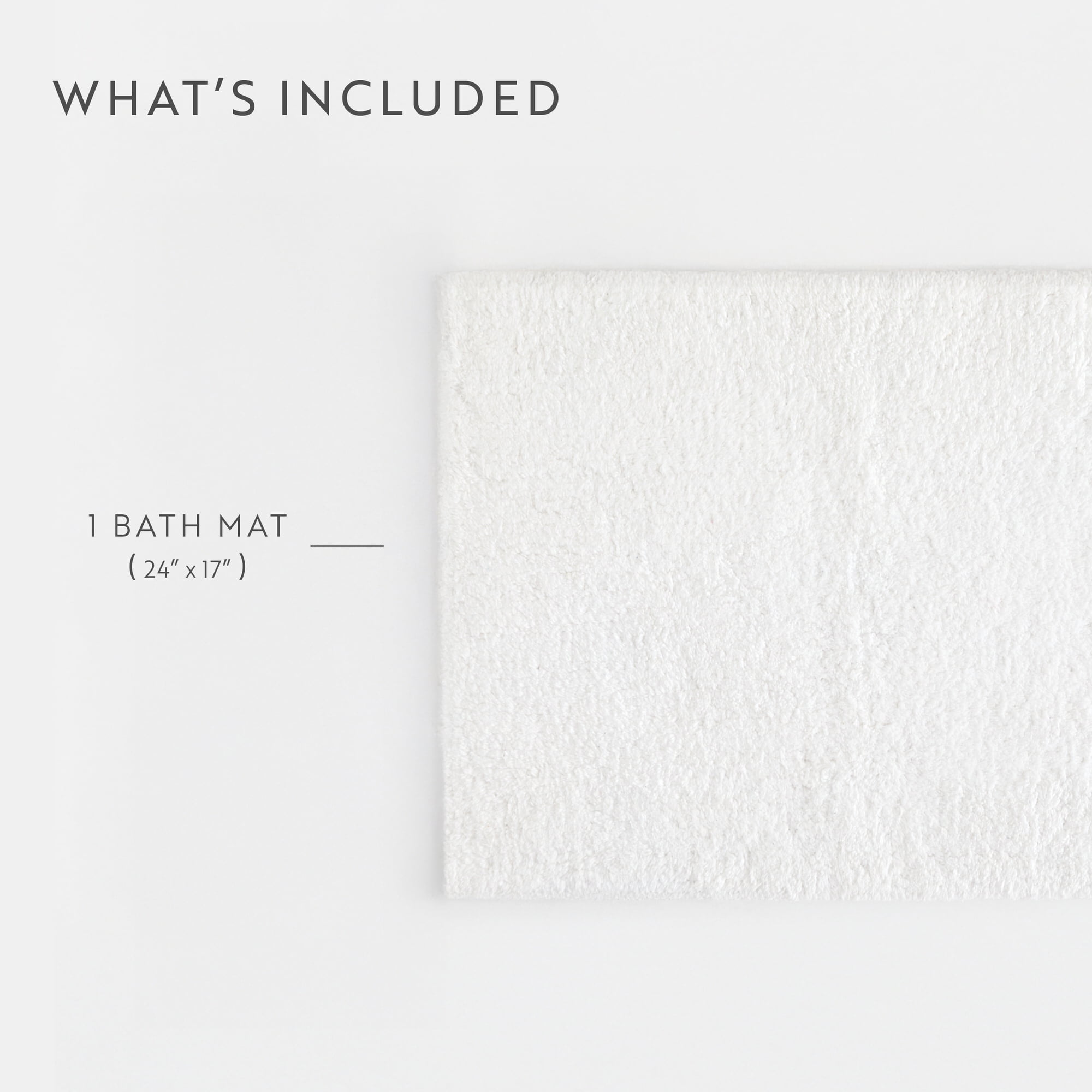 Noble Linens Reversible Dual-Texture Cotton Bath Mat, 24 in x 17 in, White