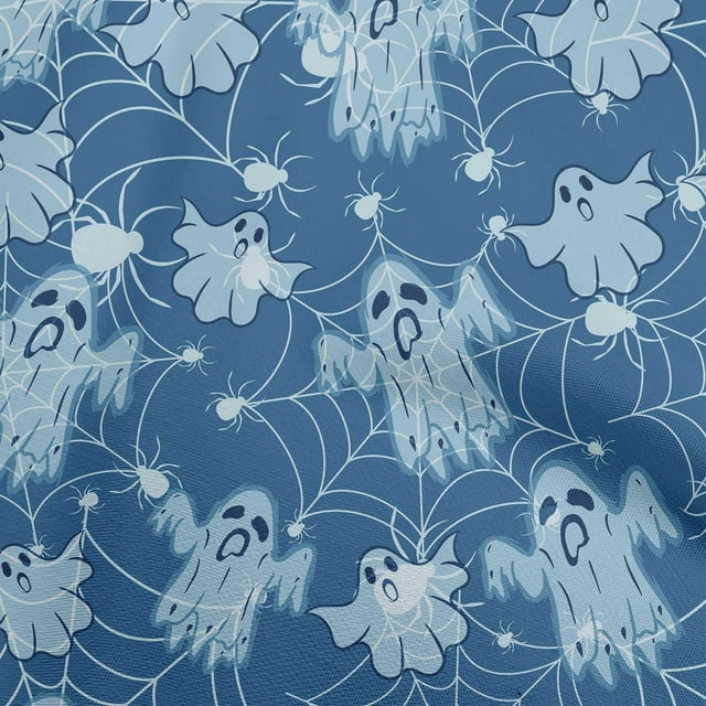 oneOone Polyester Spandex Medium Blue Fabric Halloween Craft Projects Decor Fabric Printed By The Yard 56 Inch Wide