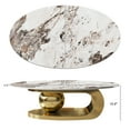 thumbnail image 5 of 51-Inch Oval Faux Marble Coffee Table with Gold Stainless Steel Base - Stylish Centerpiece for Living Room（Gold), 5 of 13