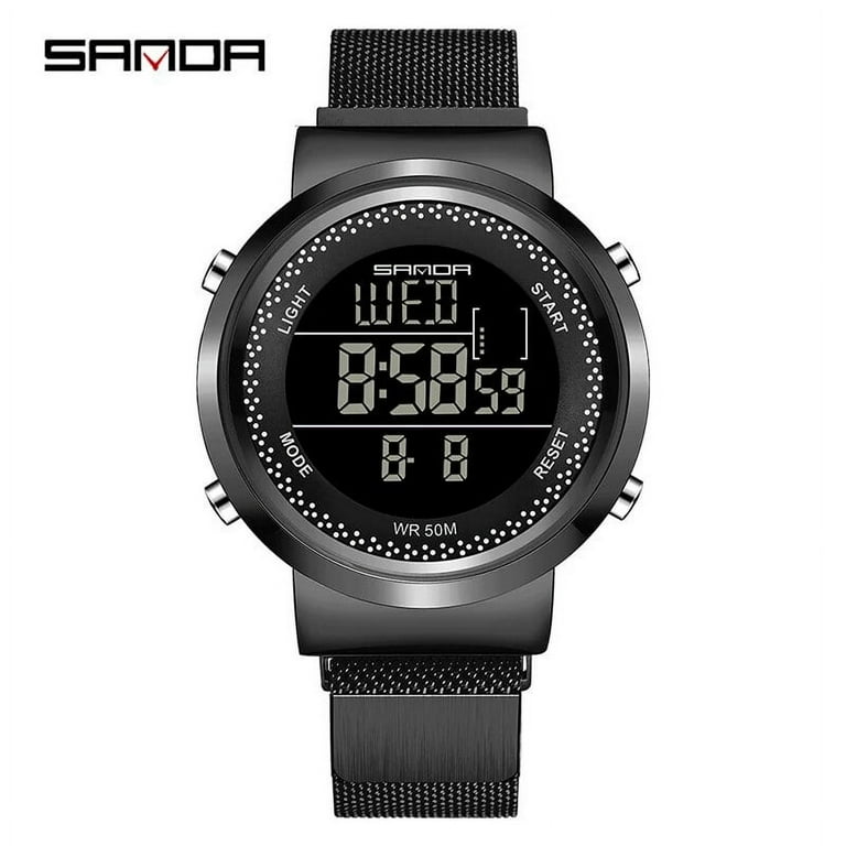 SANDA Charming Multifunctional Digital Watch Steel Mesh Strap Magnet Clasp Electronic Clock Outdoors Business Couple Watch 383 Walmart