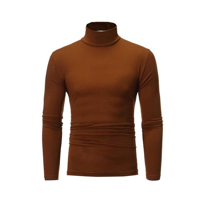 Minnieouse Ropa interior térmica para hombre, Tops de cuello alto, jersey de manga larga de Color sólido, ropa interior de oficina para otoño e invierno, Camisetas Café Minnieouse AP013729-07