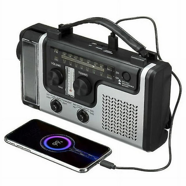 Radio de emergencia multifuncional con manivela solar AM/FM/SW con linterna LED C
