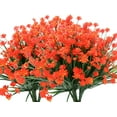 thumbnail image 2 of Morttic 10 Bundles Artificial Flowers for Outdoor Decoration, UV Resistant Faux Outdoor Plastic Greenery Shrubs Plants Fake Flowers Planter Home Garden Decor (Orange red), 2 of 14