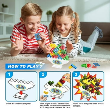 MAHADEV Tetra Tower Balance Stacking Blocks Game - Stacking Blocks Tetris Balance Game, 16 Pcs