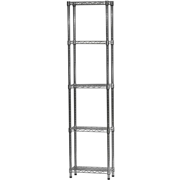 Shelving Inc. 8" d x 18" w x 72" h Chrome Wire Shelving with 5 Shelves