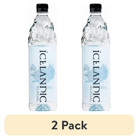 (2 pack) Icelandic Glacial Natural Alkaline Spring Water, 1 Liter, Single Plastic Bottle