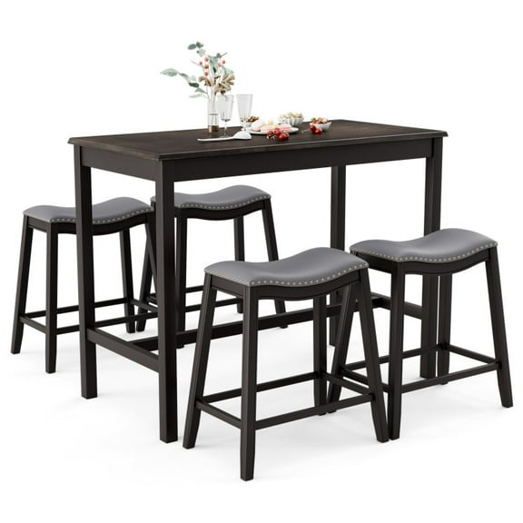 Kepooman Dining Table Set, Dining Room Table Set,5-Piece Dining Set with 4 Upholstered Stools