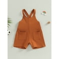 thumbnail image 2 of Toddler Girls Summer Casual Jumpsuit Solid Color Sleeveless Suspender Shorts with Pockets, 2 of 8