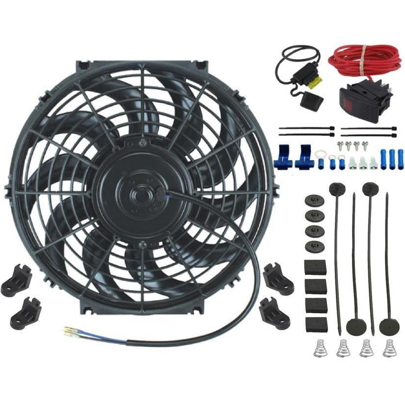 12" INCH ELECTRIC RADIATOR COOLING FAN 12V MANUAL TOGGLE SWITCH KIT CAR