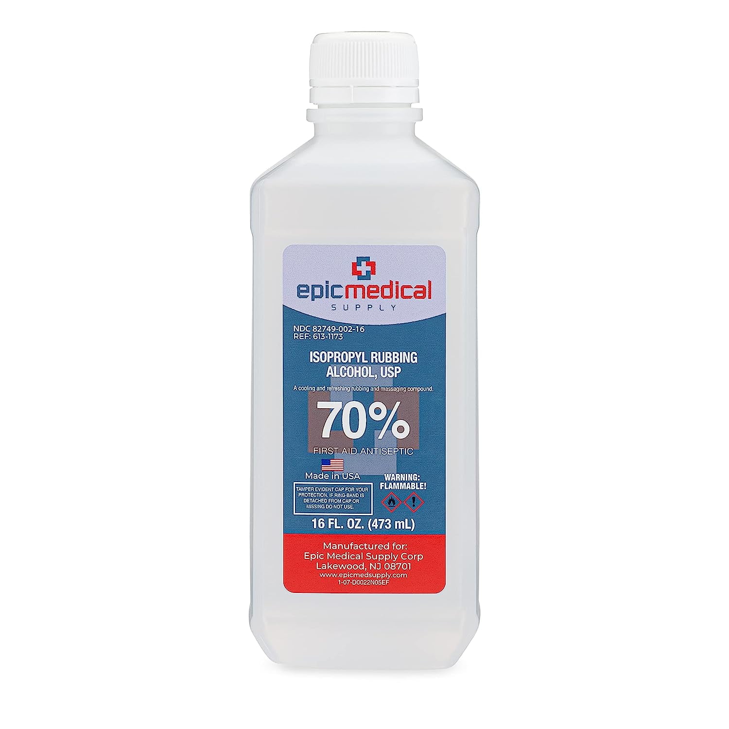 Epic Medical Supply Isopropyl Rubbing Alcohol 70% USP, 16 oz. Bottle, Multipurpose First Aid Antiseptic for Minor Wounds, Cuts, and Scrapes