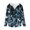 Blue Floral Print, variant on Loose Fit Long Sleeve Shirts Octopus Pattern for Women Hooded Pullover Sweatshirt, imitation Waffle Pullover Tops for Fall Autumn