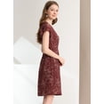thumbnail image 4 of Vestido A Media Pierna Allegra K Boho con Cuello En V y Manga Flutter borgoña XS, 4 of 6