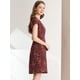 thumbnail image 4 of Vestido A Media Pierna Allegra K Boho con Cuello En V y Manga Flutter borgoña XS, 4 of 6