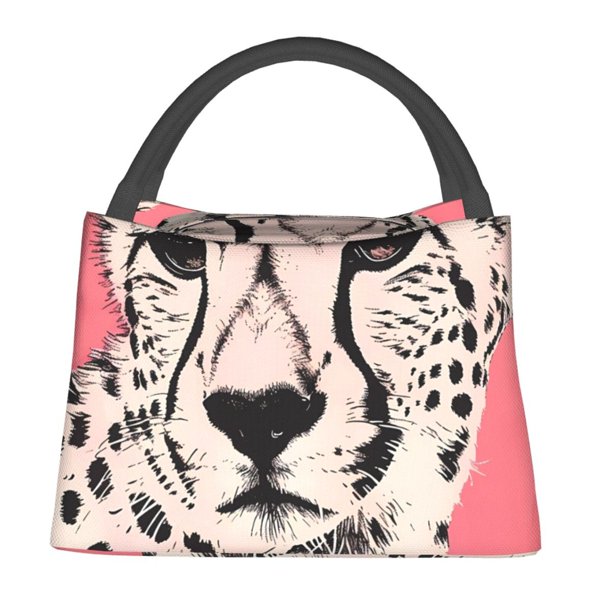 Fotbe Pink Cheetah Art Bolsa Térmica Portátil con Estampado, Bolsa de Entrega de Alimentos Aislada, Bolsa Reutilizable de Gran Capacidad para Comidas y Supermercado