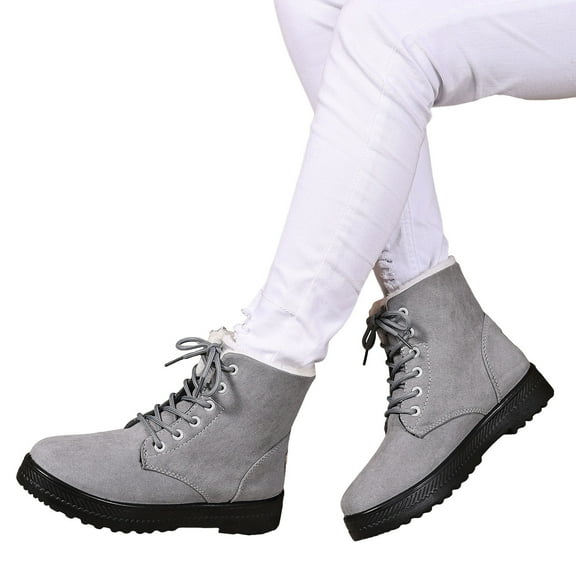Winter Snow Boots for Women Anti-Skid Platform Lace up Casual Fuzzy Warm High Top Ankle Booties
