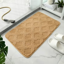 sruoe Bath Mat Rugs, Bath Mats for Bathroom Floor, Extra Absorbent Quick Dry Bathroom Mats, Washable Bath Rugs and Mats, Bath Carpet for Shower, Polyester, Khaki