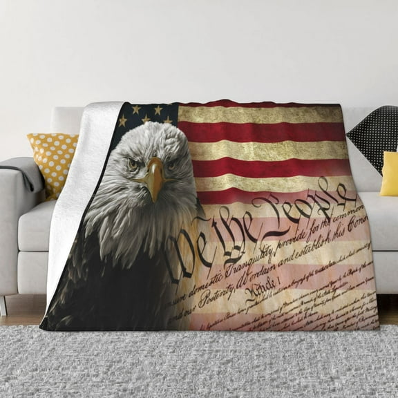 American Eagle Blanket Soft and Warm Cozy Flannel Lightweight Throw Blanket for Couch Sofa Bed 50x40