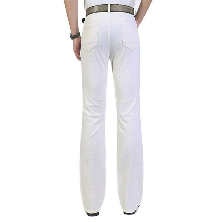 HAORUN Men Corduroy Bell Bottom Flares Pants Slim Fit 60s 70s Vintage  Bootcut Trousers