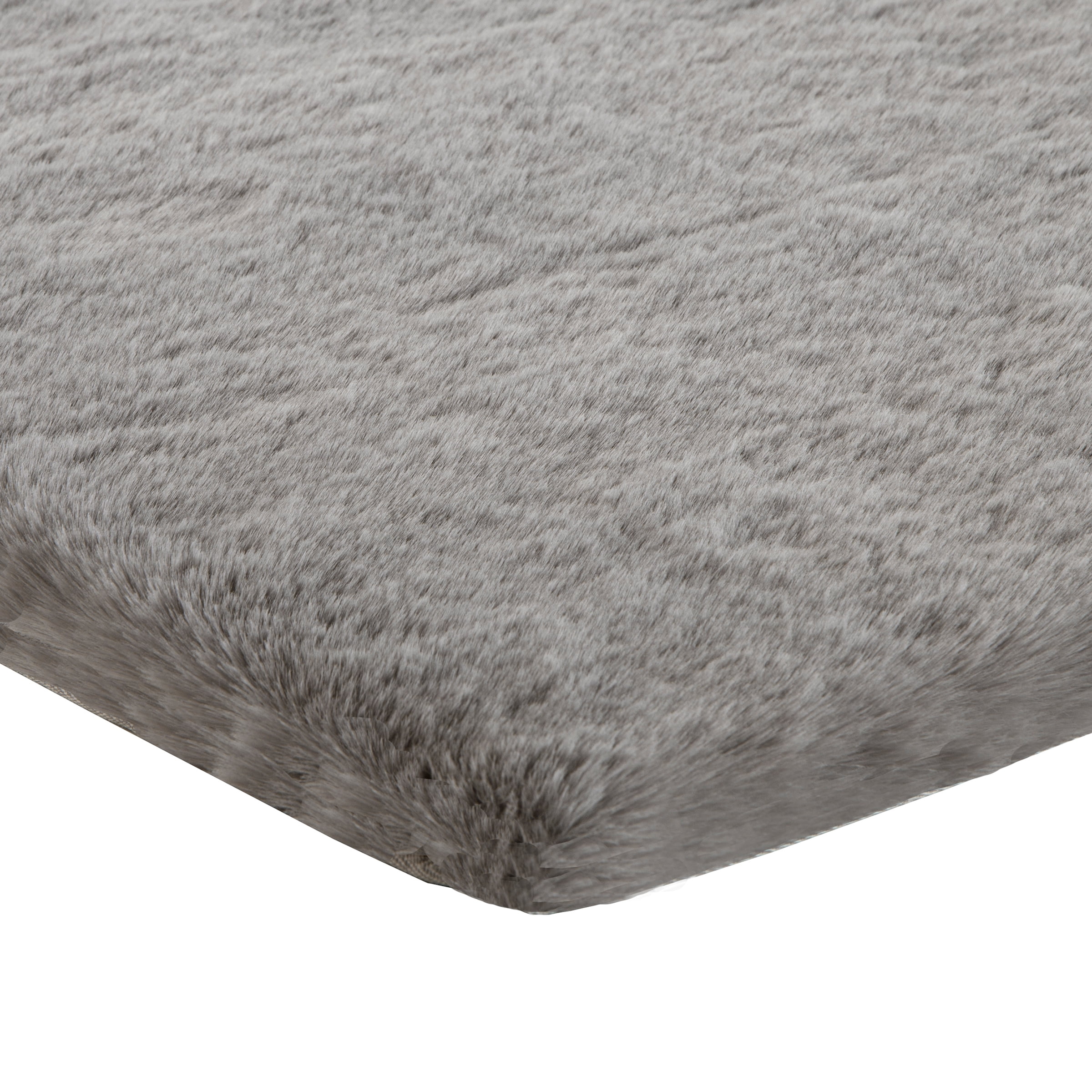 Home-Complete 24x60 Large Faux Fur Bath Mat for Hallway or Kitchen, Machine Washable Nonslip Rug, (Gray)